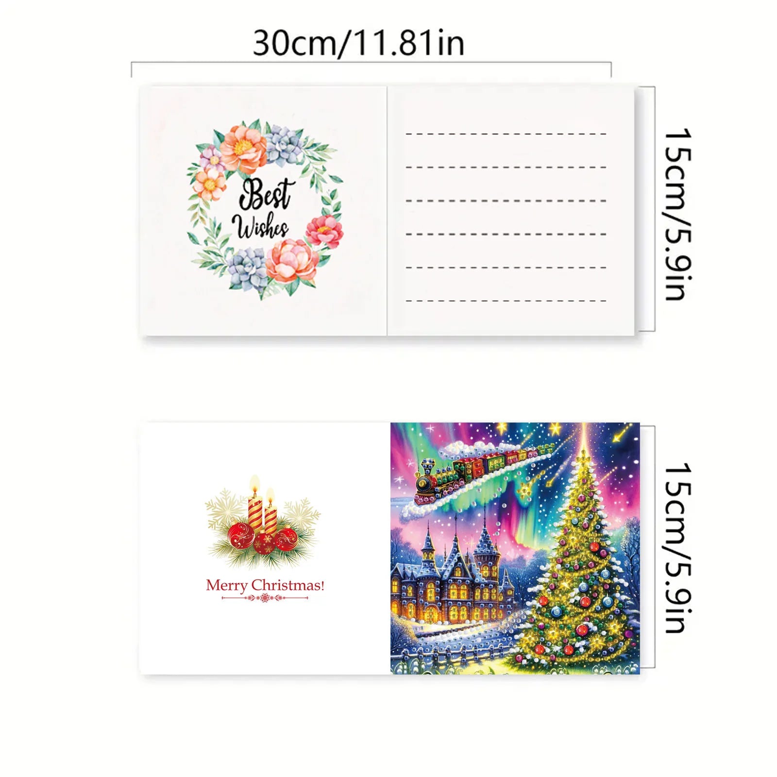Bunte Weihnachtskarten | 6 Stück | Diamond Painting