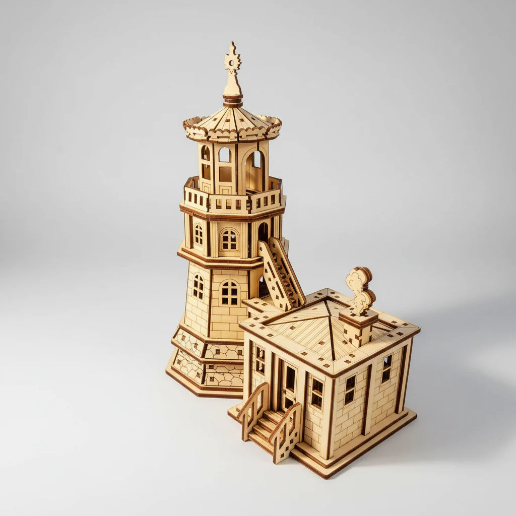 Leuchtturm mit Häuschen | 3D Puzzle