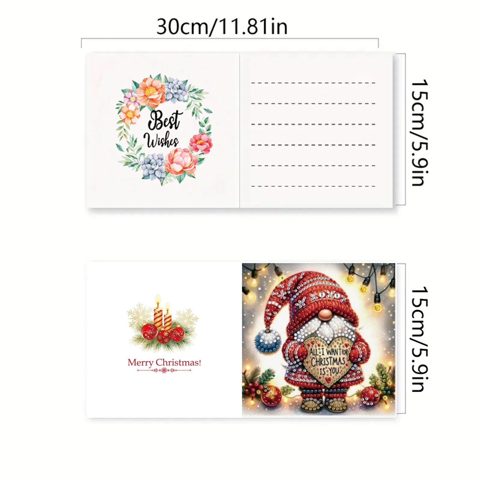 Weihnachtswichtel-Karten | 6 Stück | Diamond Painting