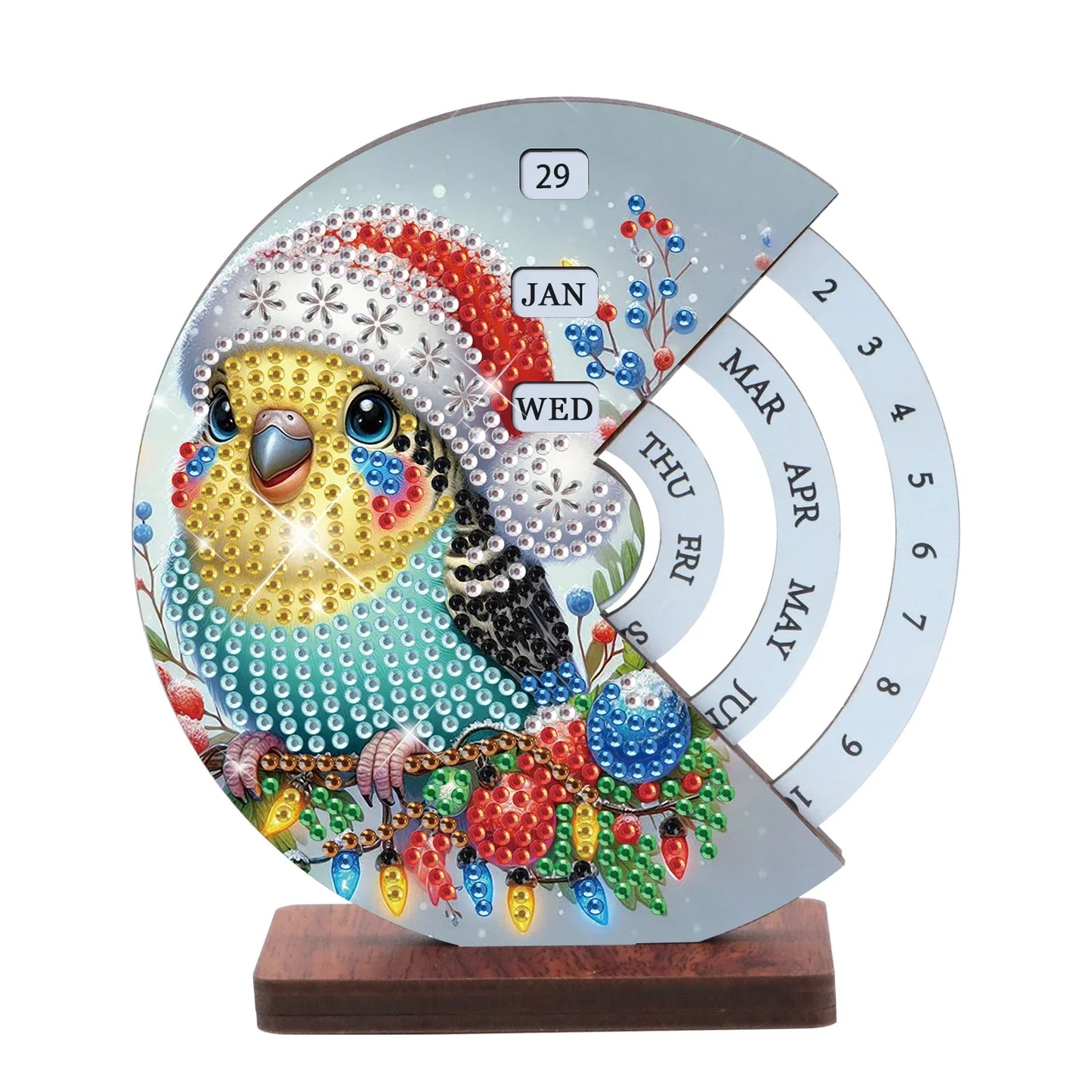 Vogel mit Weihnachtsmütze | Kalender | Diamond Painting