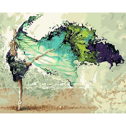 Grüne Ballerina | Malen nach Zahlen
