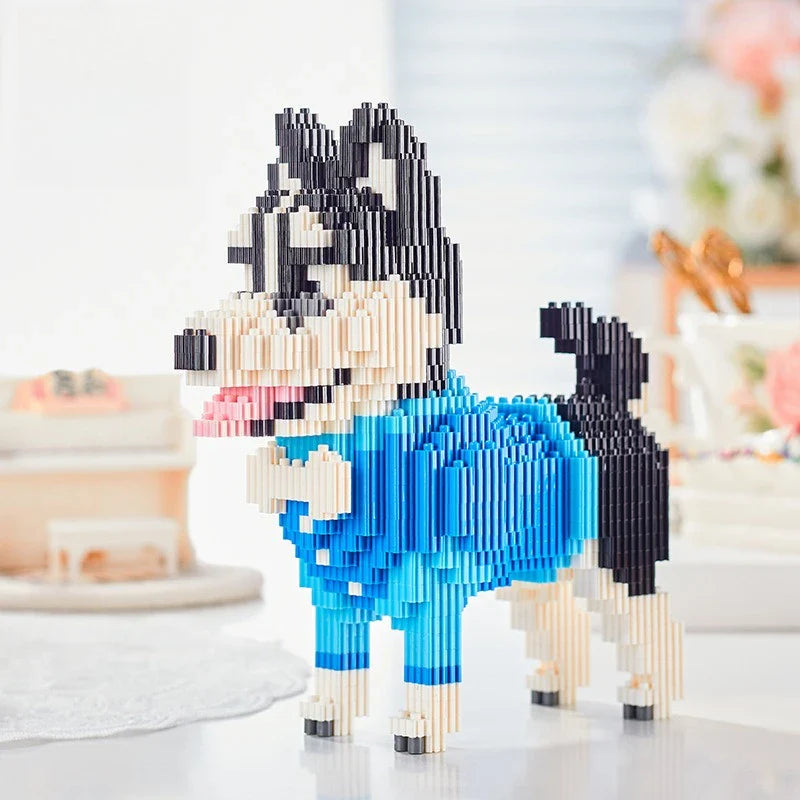 Husky im blauen Anzug | Bausteine