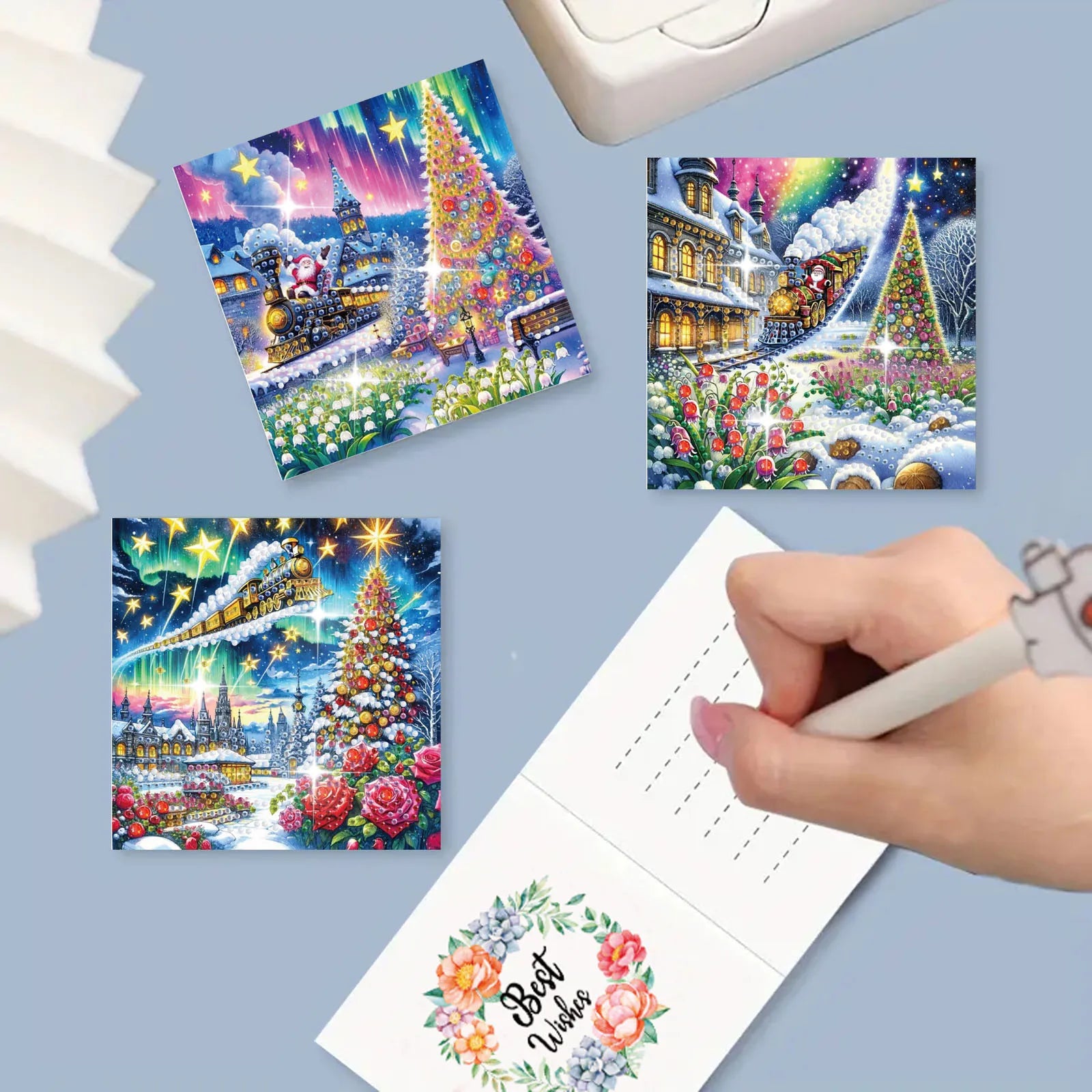 Bunte Weihnachtskarten | 6 Stück | Diamond Painting