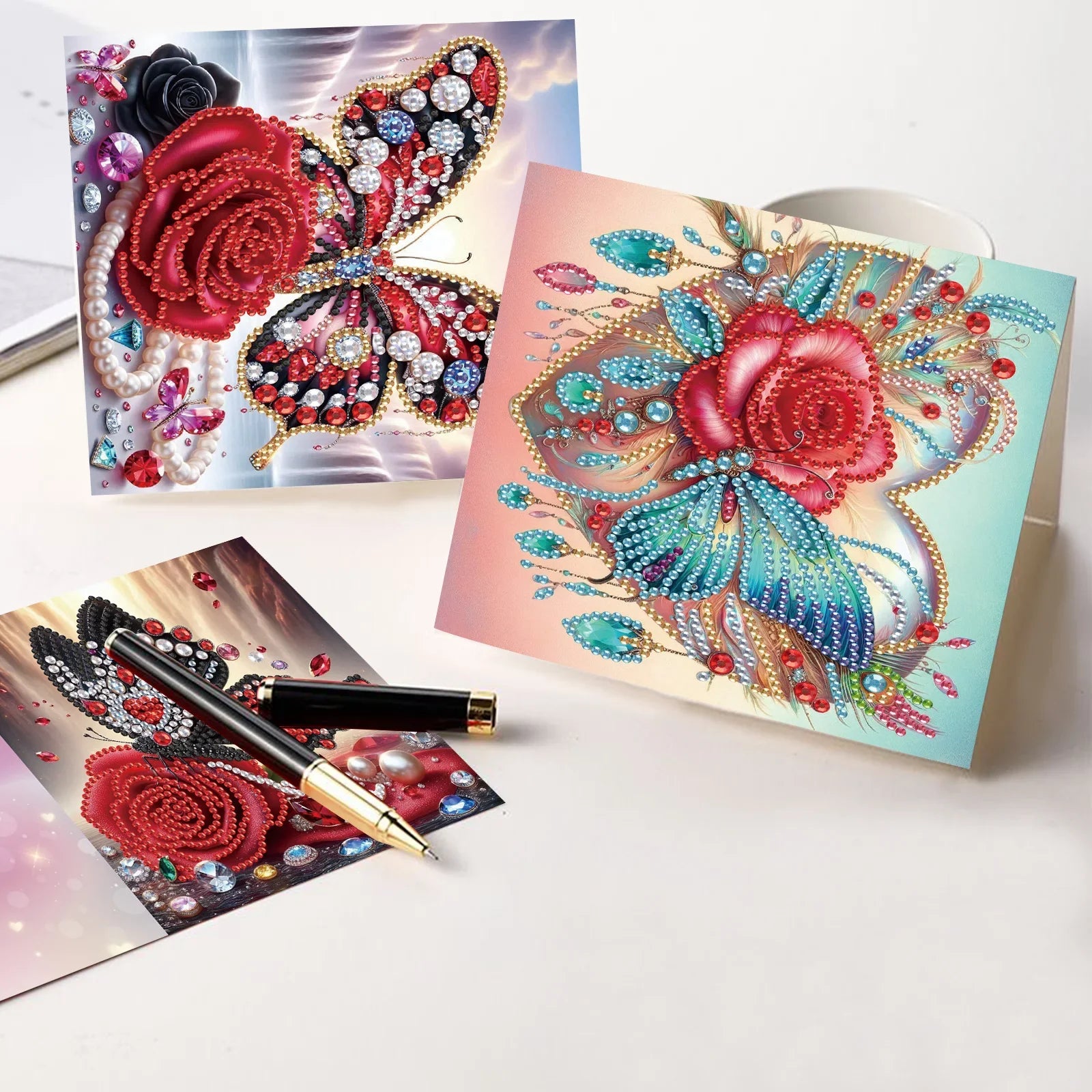 Schmetterlingskarten | 8 Stück | Diamond Painting