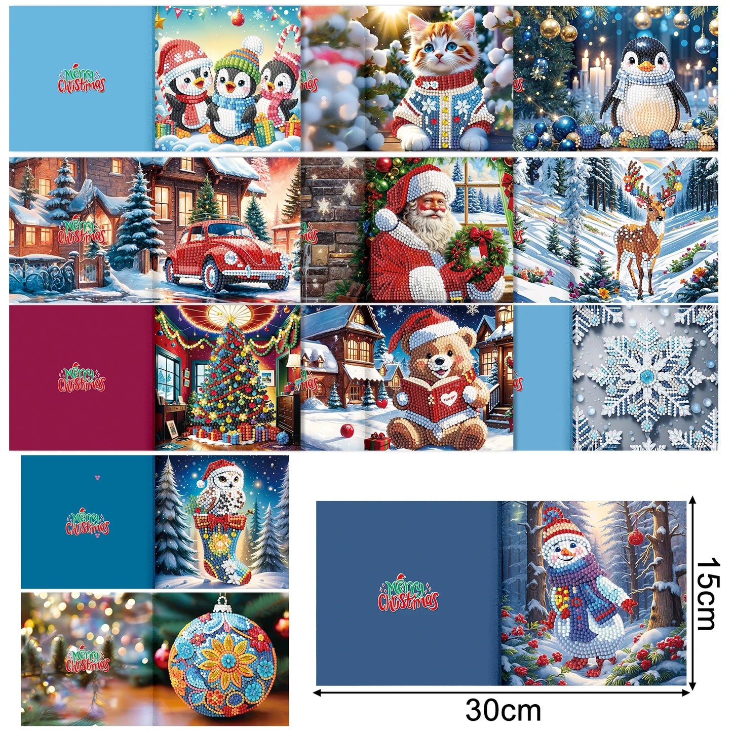Weihnachtskarten | 12 Stück | Diamond Painting