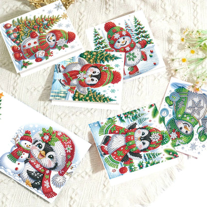 Pinguine & Schneemänner Weihnachtskarten | 8 Stück | Diamond Painting