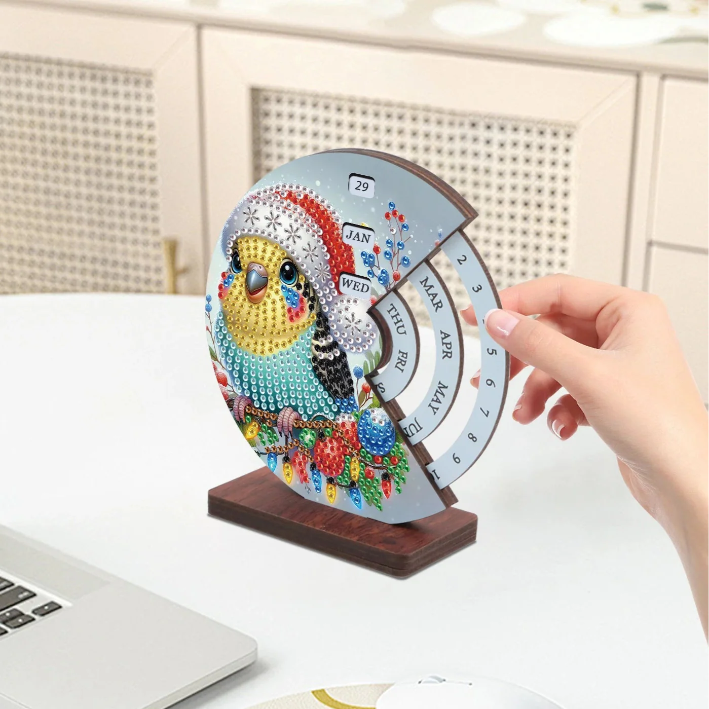 Vogel mit Weihnachtsmütze | Kalender | Diamond Painting