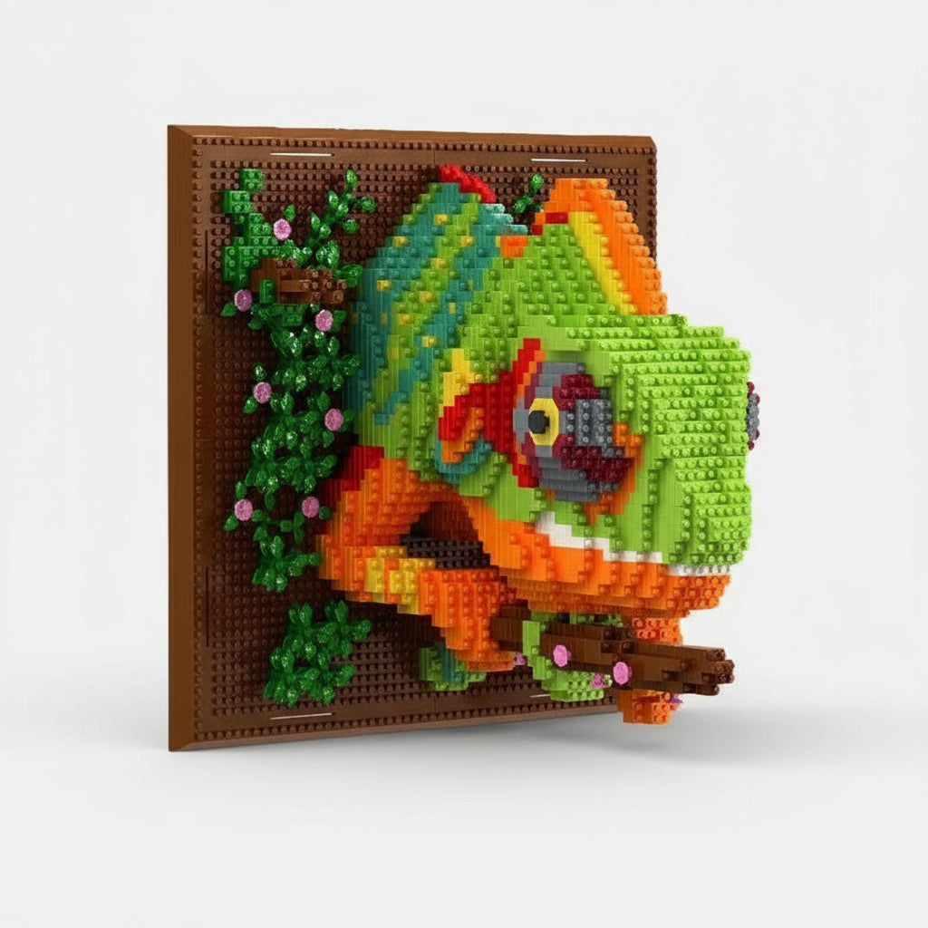 Chamäleon auf Bauplatte | Bausteine