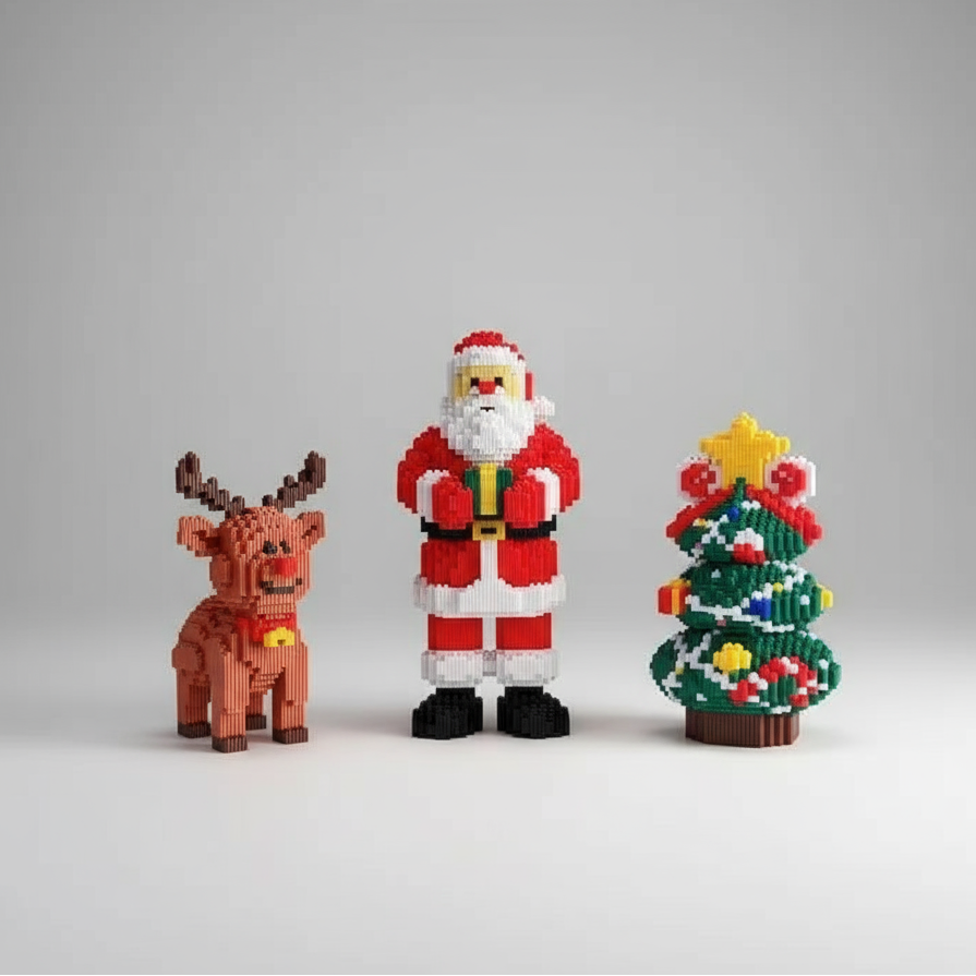 Weihnachtsmann mit Geschenk | Bausteine