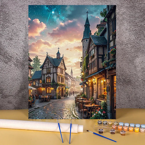 Einkaufsstraße – Malen nach Zahlen