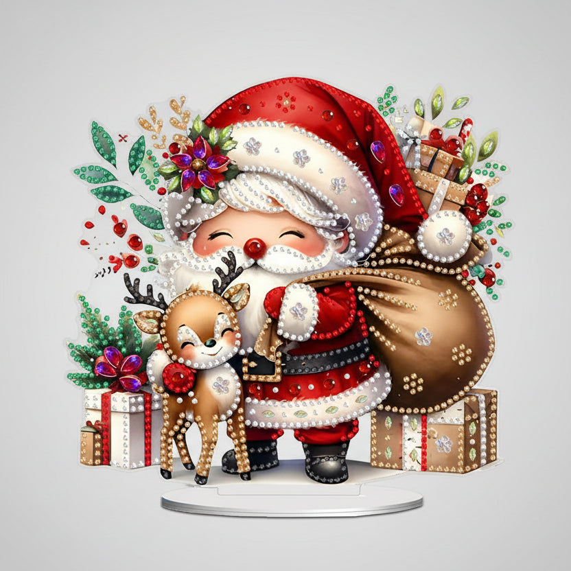 5D Weihnachtsmann mit Rentier | Diamond Painting