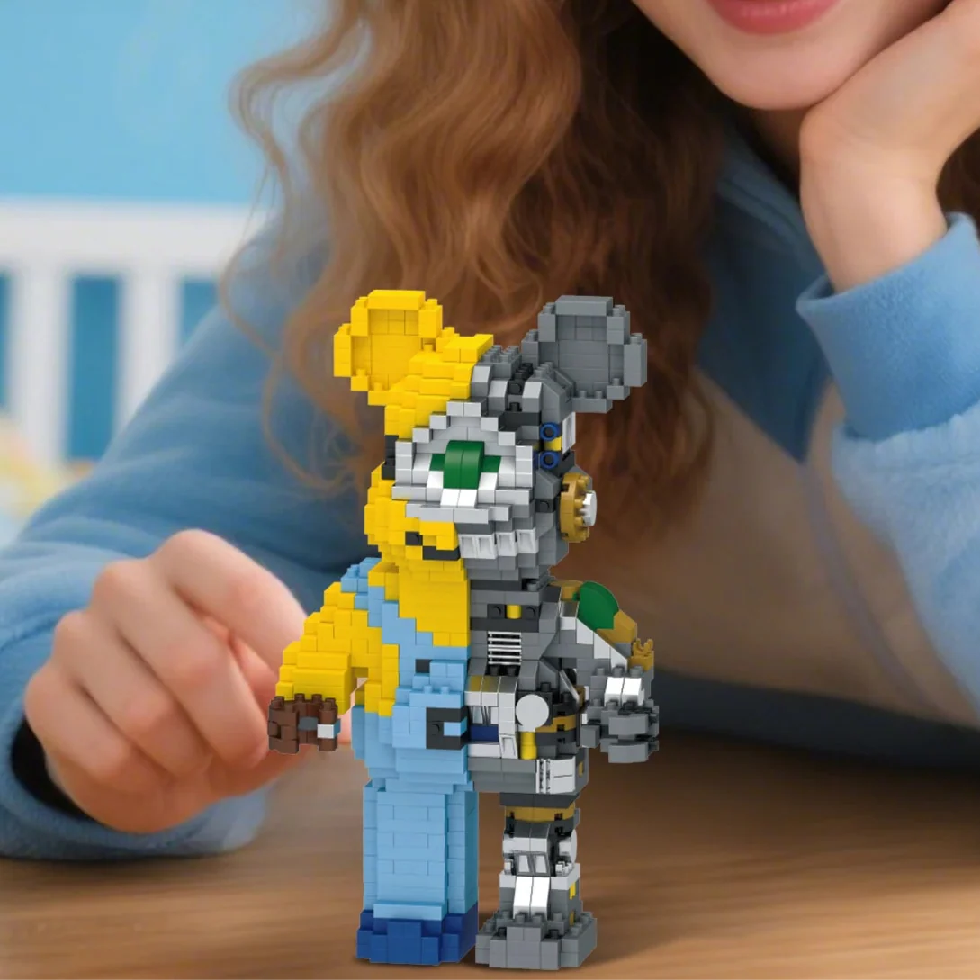 Gelbes Wesen als Roboter | Bausteine