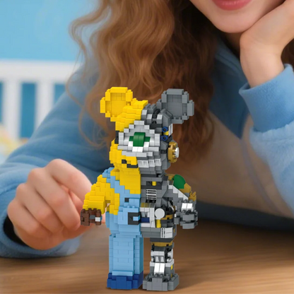 Gelbes Wesen als Roboter | Bausteine