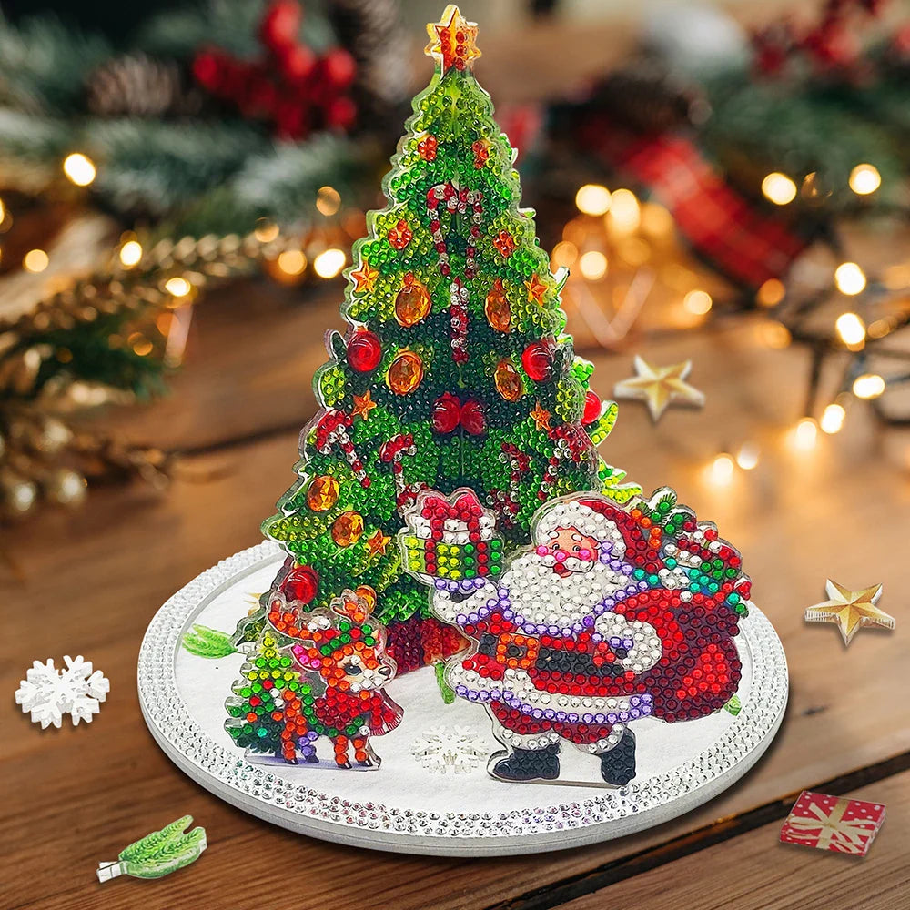 3D Weihnachtsmann bei Weihnachtsbaum | Diamond Painting
