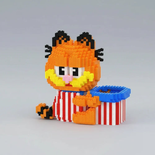 Orangefarbene Katze – Stiftehalter | Bausteine