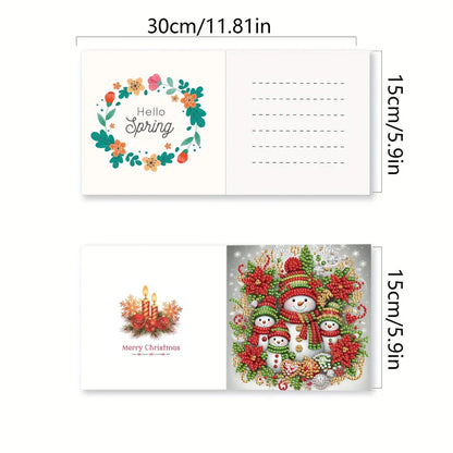 Schneemann Weihnachtskarten | 6 Stück | Diamond Painting