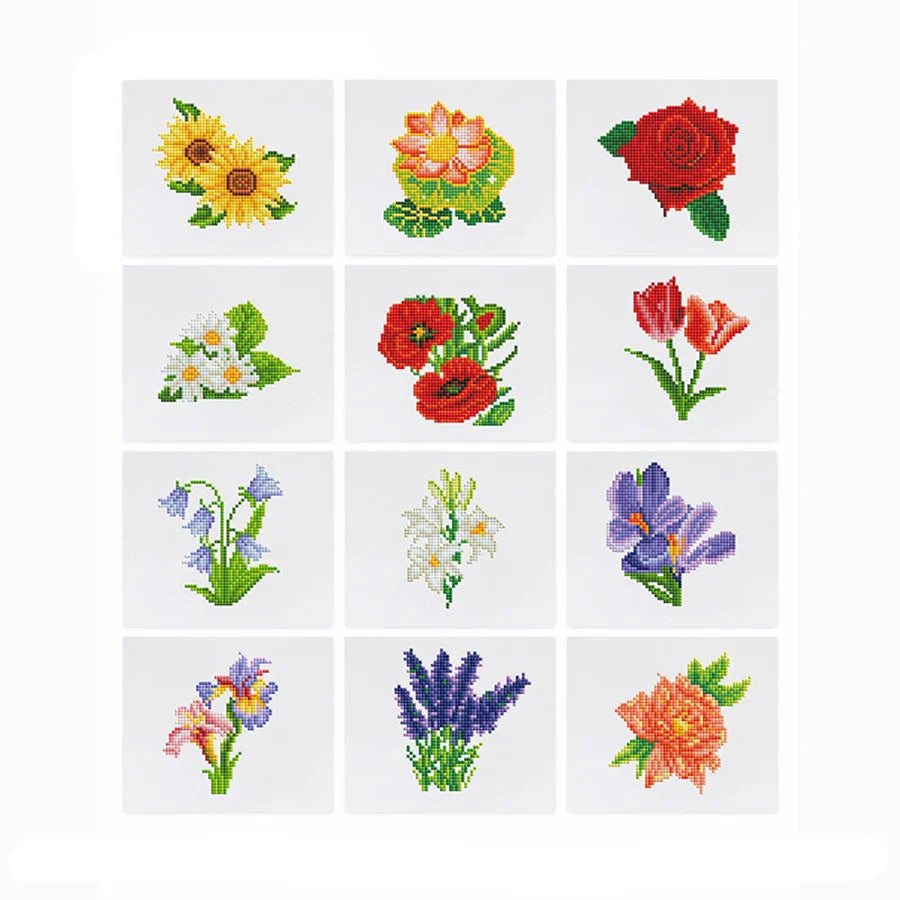 12 Mini Diamond Paintings | Blumen | Diamond Painting