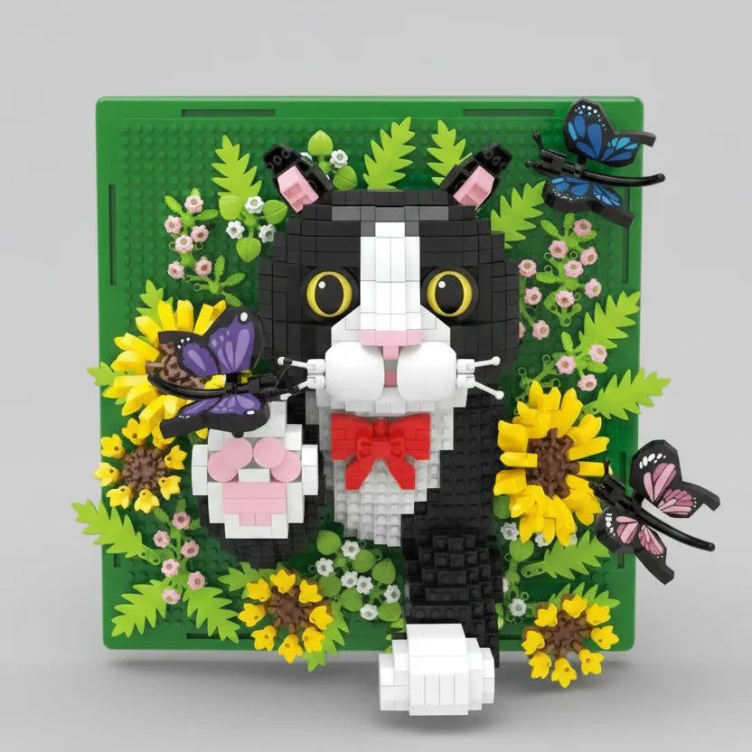 Katze auf Bauplatte | Bausteine