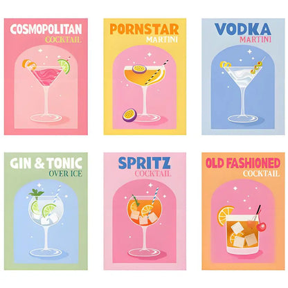 6 Mini-Gemälde | Bunte Cocktail-Kollektion | Malen nach Zahlen
