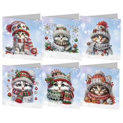 Weihnachtskatzen Weihnachtskarten | 6 Stück | Diamond Painting
