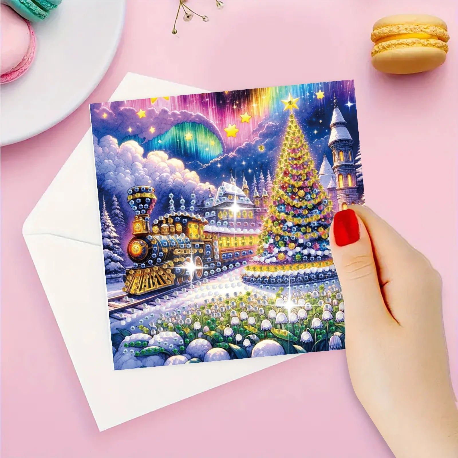 Bunte Weihnachtskarten | 6 Stück | Diamond Painting