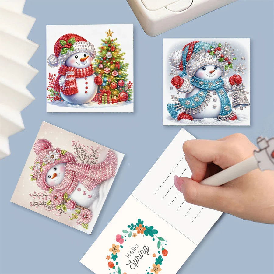 Schneemann Weihnachtskarten | 6 Stück | Diamond Painting