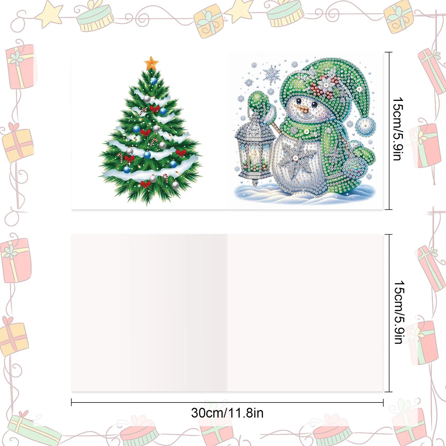 Pinguine & Schneemänner Weihnachtskarten | 8 Stück | Diamond Painting