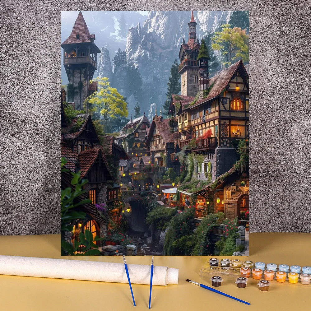 Bergdorf – Malen nach Zahlen