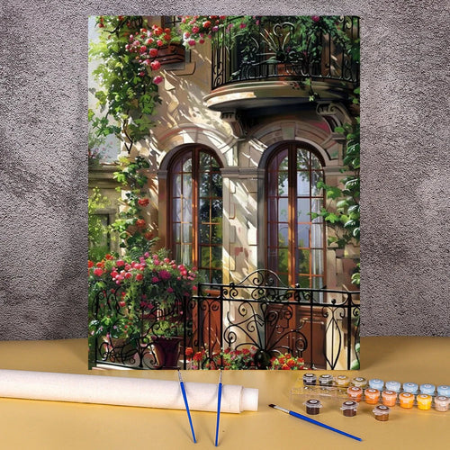 Wunderschöner französischer Balkon – Malen nach Zahlen