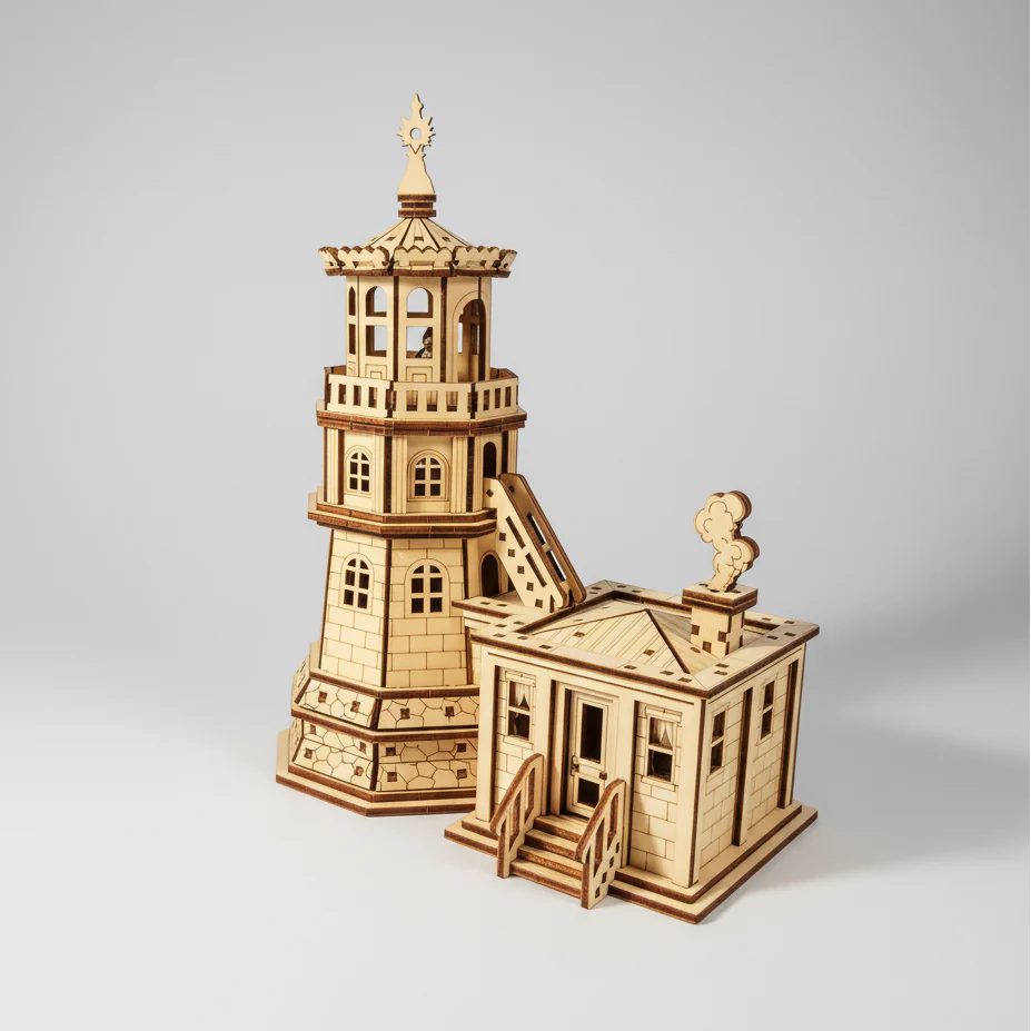 Leuchtturm mit Häuschen | 3D Puzzle
