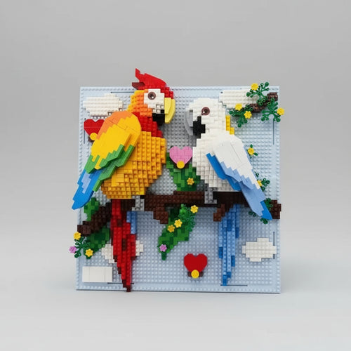 Papageien auf Bauplatte | Bausteine