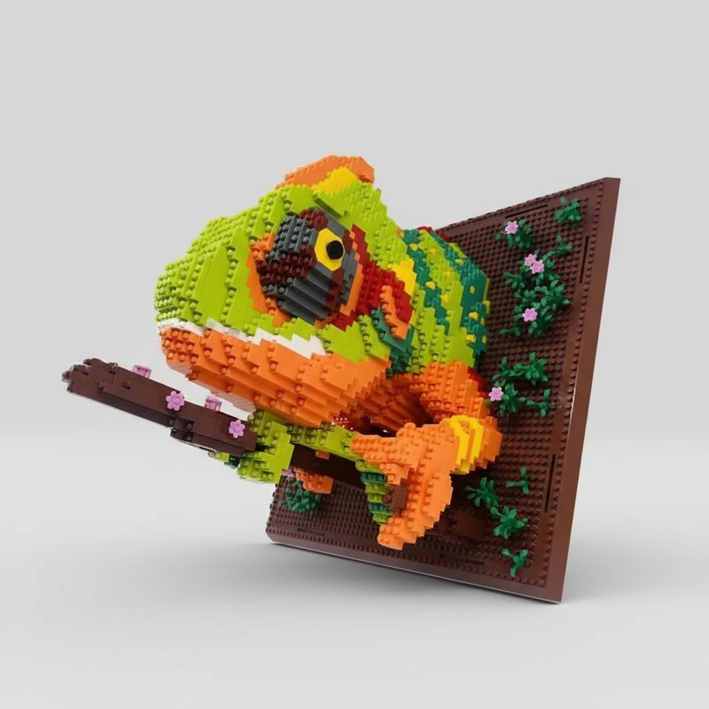 Chamäleon auf Bauplatte | Bausteine