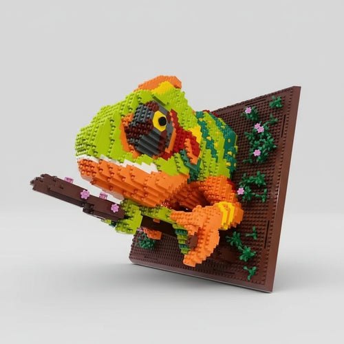 Chamäleon auf Bauplatte | Bausteine