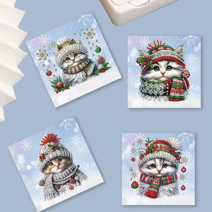 Weihnachtskatzen Weihnachtskarten | 6 Stück | Diamond Painting