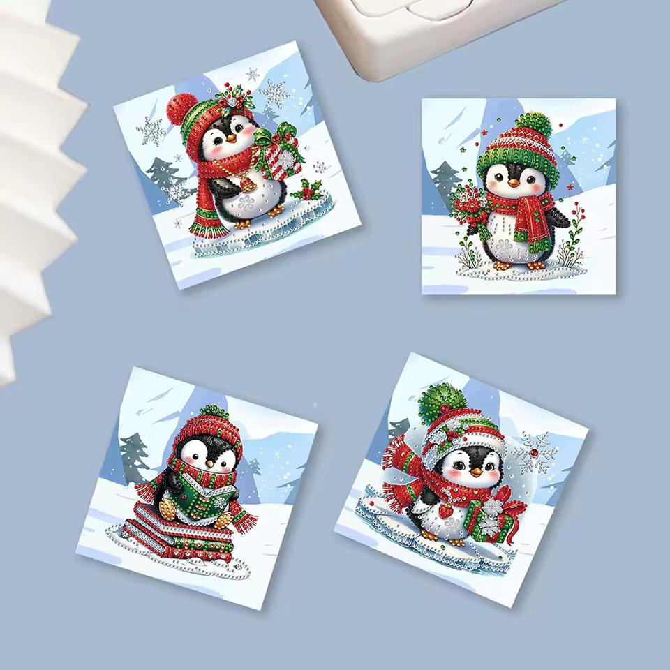 Pinguin Weihnachtskarten Set | 6 Stück | Diamond Painting