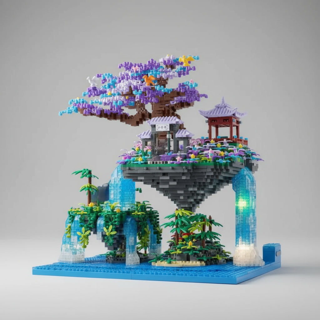 Bauminsel mit Wasserfall  | Bausteine