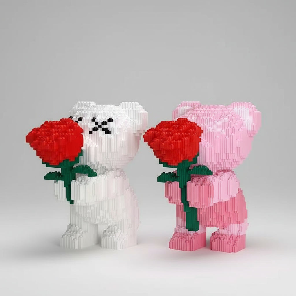 Weißer Bär mit Rose | Bausteine