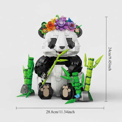 Panda mit Blumenkranz | Bausteine
