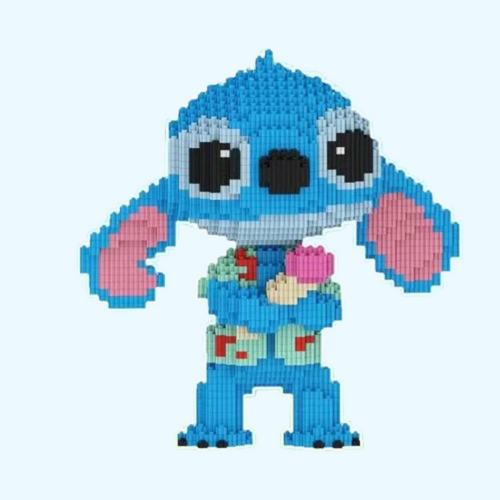 Niedliches blaues Wesen mit Eiscreme | Bausteine