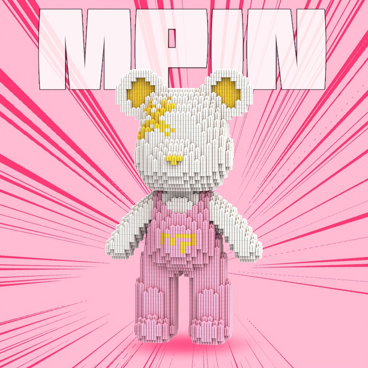 Bär mit rosa Latzhose | Bausteine