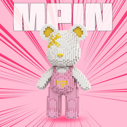 Bär mit rosa Latzhose | Bausteine