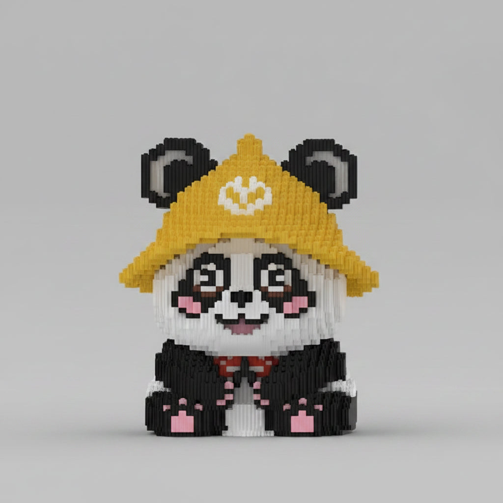 Panda mit gelbem Hut | Bausteine