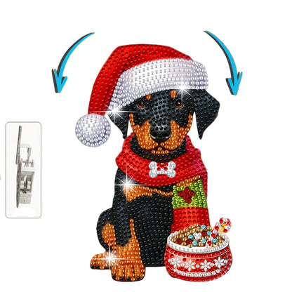 Bewegender Hund mit Weihnachtsmütze | Diamond Painting