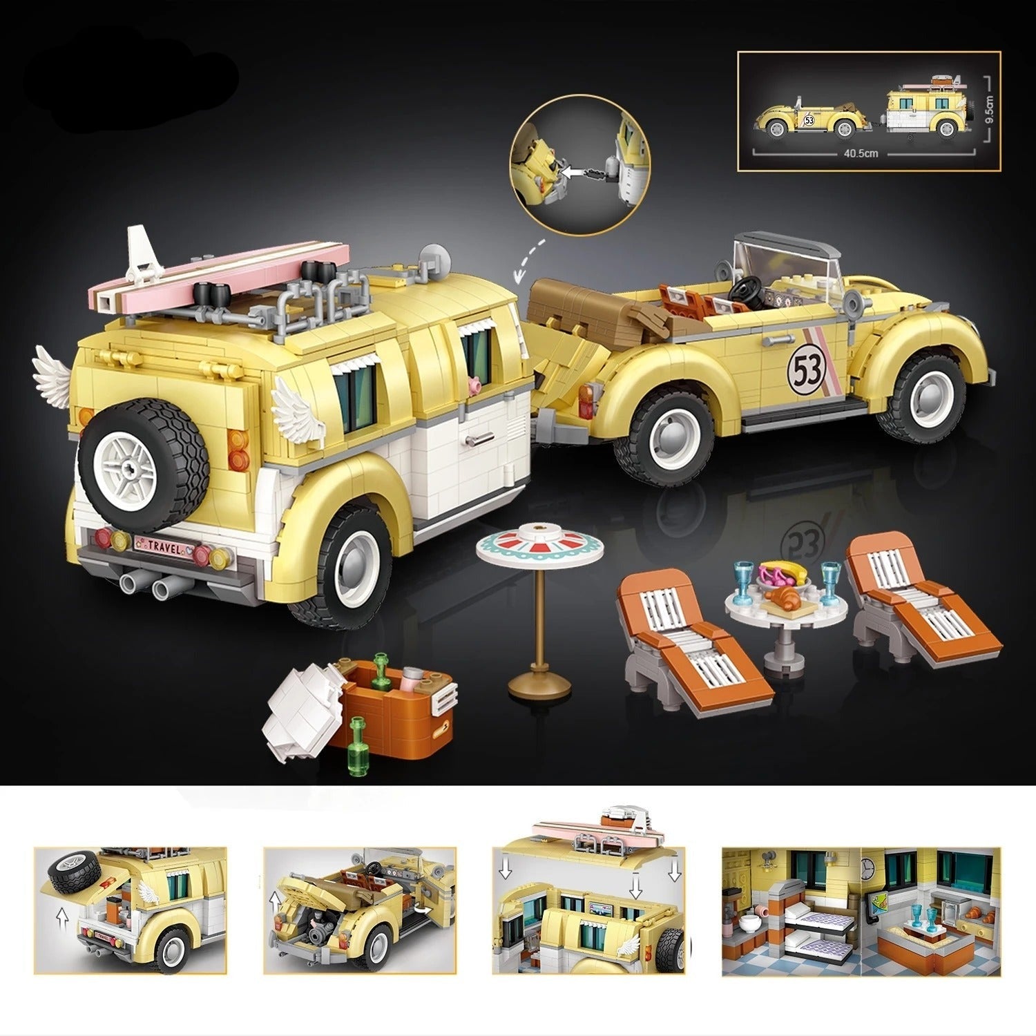 Cabrio mit Caravan - Morgen zu Hause