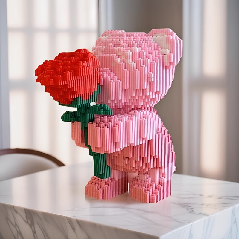 Rosa Bärchen mit Rose | Bausteine