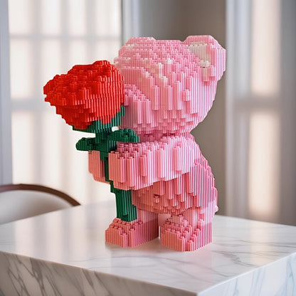 Rosa Bärchen mit Rose | Bausteine