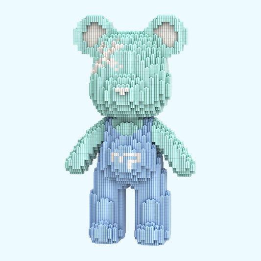 Bär mit hellblauer Latzhose | Bausteine