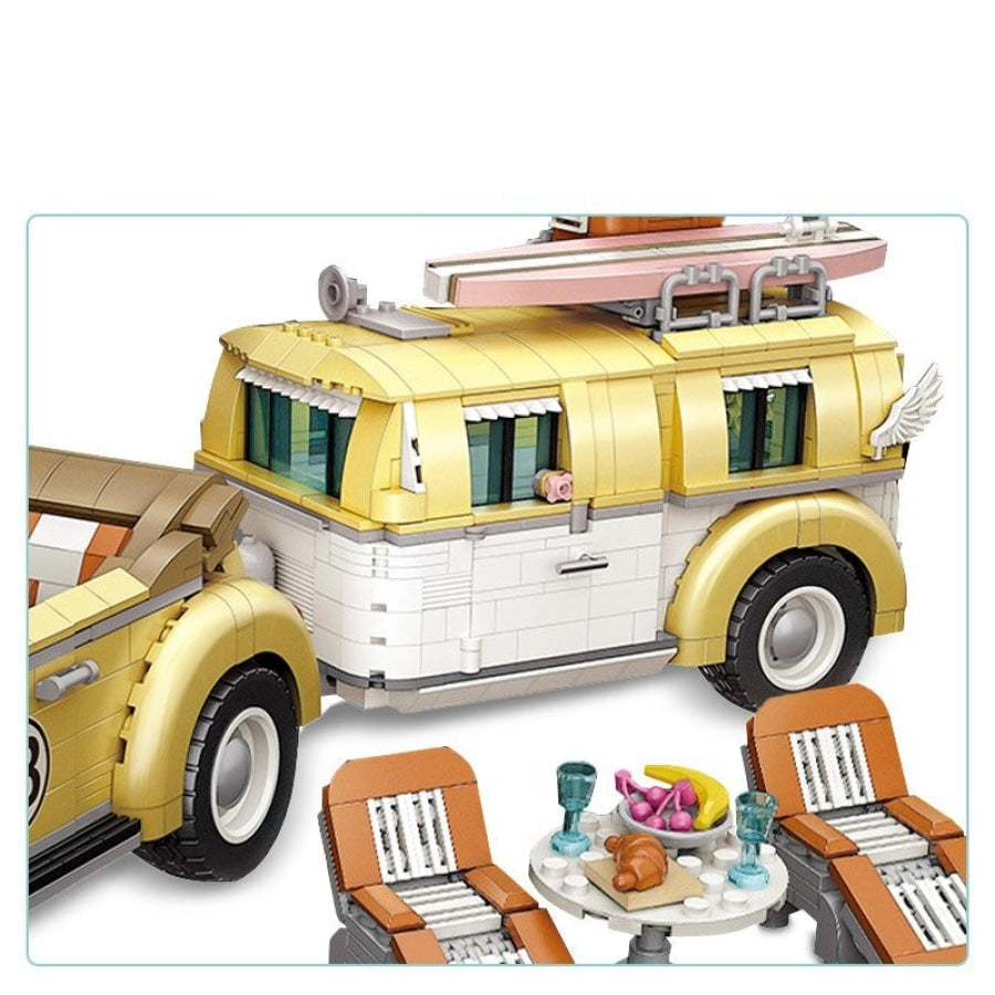 Cabrio mit Caravan - Morgen zu Hause