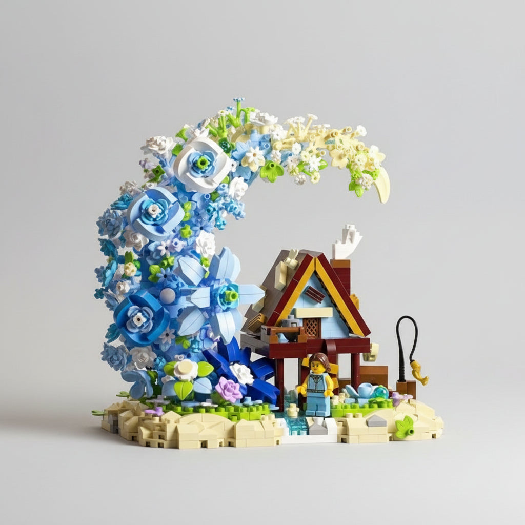 Blumenmond mit Häuschen | Bausteine