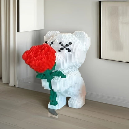 Weißer Bär mit Rose | Bausteine